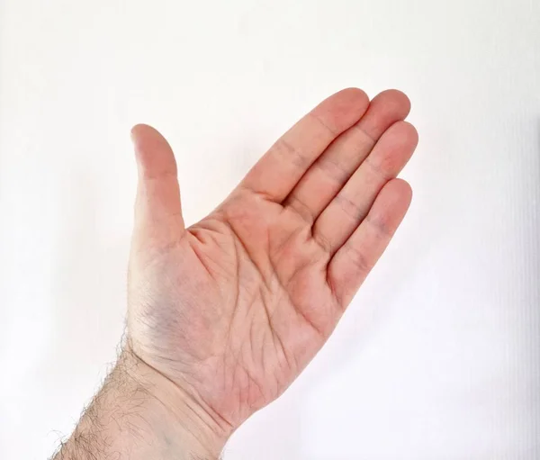 Manlig Mänsklig Hand Som Visar Olika Gester Och Symboler — Stockfoto