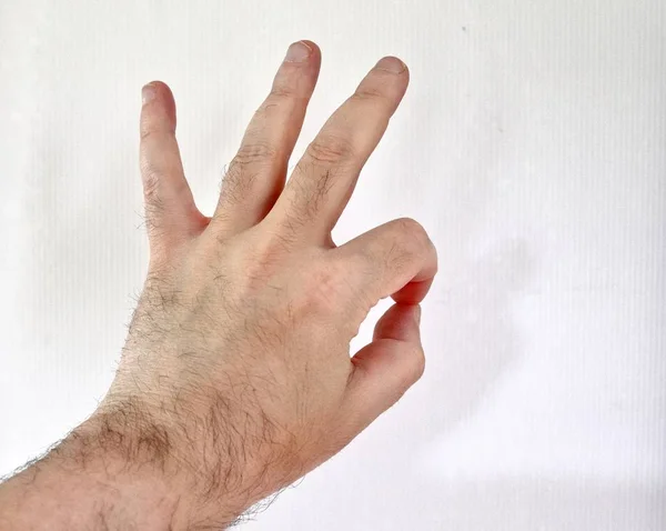 Mężczyzna Ludzki Ręka Pokazując Różne Gesty Symbole — Zdjęcie stockowe