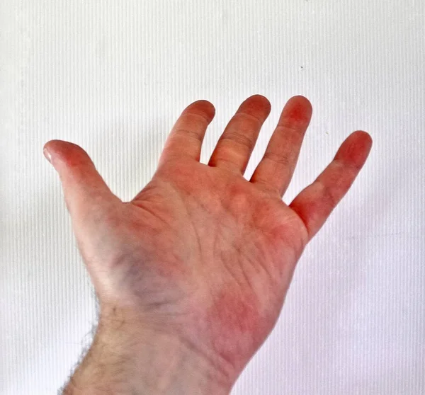 显示不同手势和符号的男性人类手 — 图库照片