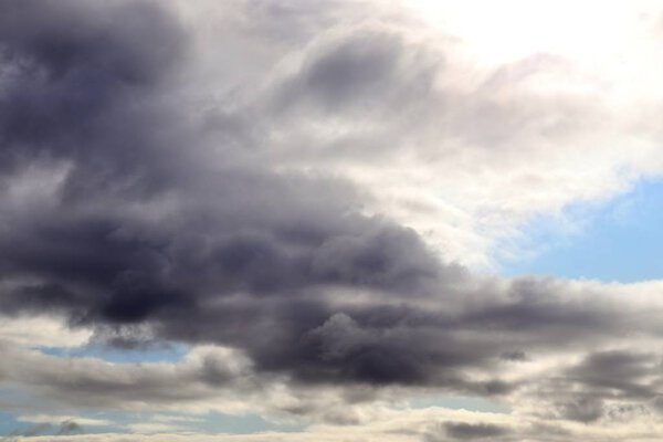 Stunning mixed cloud formations on a blue sky taken in Europe