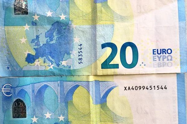 Различные Банкноты Евро Детальном Видении Крупным Планом — стоковое фото