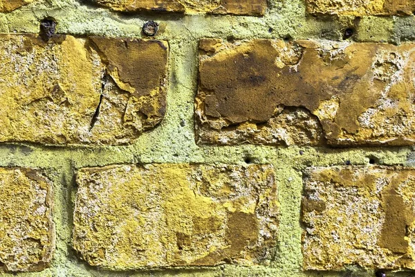 Detailed Close View Yellow Colored Old Weathered Vintage Brick Walls — Stock Photo, Image