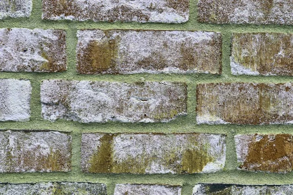 Murs Briques Jaunes Avec Des Pierres Anciennes Altérées Des Fissures — Photo