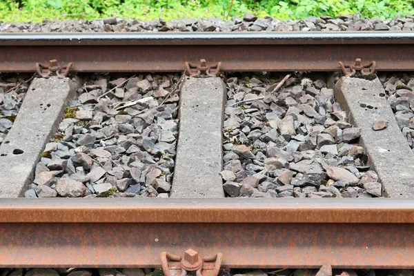 Différentes Vues Détaillées Sur Les Chemins Fer Les Passages Niveau — Photo