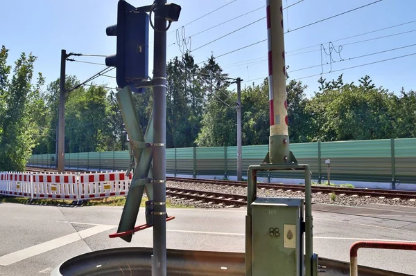 Unterschiedliche Detailansichten Eisenbahnen Und Bahnübergängen Deutschland — Stockfoto