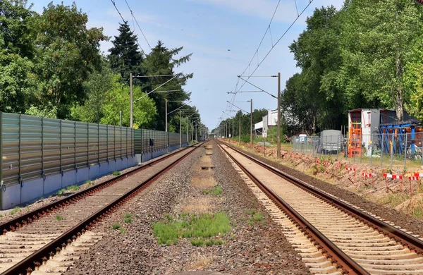Unterschiedliche Detailansichten Eisenbahnen Und Bahnübergängen Deutschland — Stockfoto