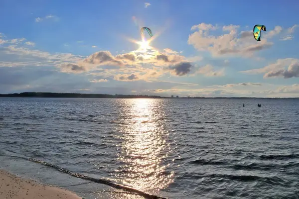 Красивый Закат Пляже Балтийского Моря — стоковое фото