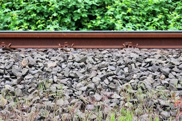 Vue Détaillée Sur Les Voies Ferrées Les Passages Niveau Dans — Photo