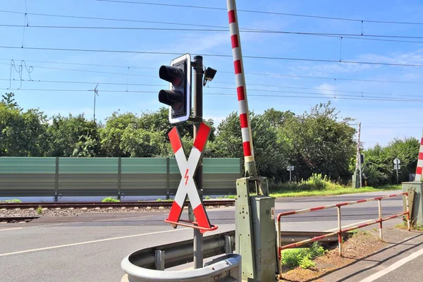 Detailansicht Von Bahngleisen Und Bahnübergängen Norddeutschland — Stockfoto