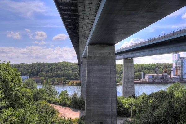 Viste Diverse Grande Ponte Sul Canale Kiel Nella Germania Settentrionale — Foto Stock