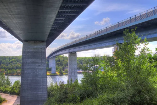 Viste Diverse Grande Ponte Sul Canale Kiel Nella Germania Settentrionale — Foto Stock