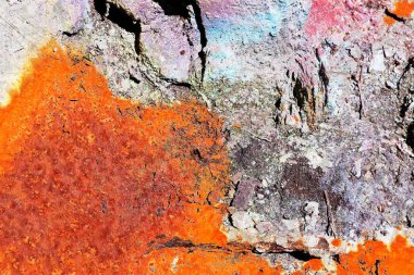 Yüksek çözünürlükte boya ve çatlaklar ile detaylı beton duvarlarda yakından görünüm