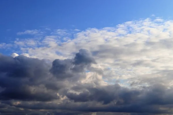 Belle Vue Sur Les Nuages Orangés Panoramiques Couchant Sur Ciel — Photo