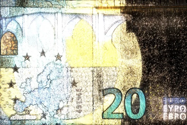 Illustrazione Banconote Euro Incandescenti Con Aura Kirliana Esse — Foto Stock