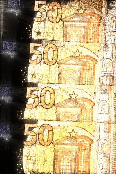Иллюстрация Светящихся Банкнот Евро Кирлиевой Аурой — стоковое фото