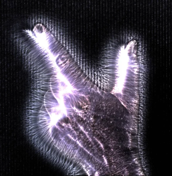Иллюстрация Светящейся Человеческой Женской Руки Кирлиевой Аурой Изображающей Различные Символы — стоковое фото