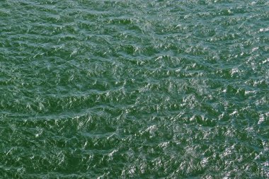 Dalgalar ve dalgalanmalar üzerinde güneş ışığı yansıtan su yüzeyleri üzerinde ayrıntılı yakın görünüm