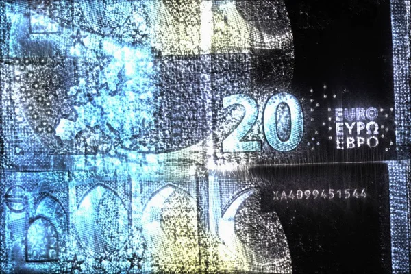 Ilustracja Świecących Banknotów Euro Siemion Kirlian Aura Wokół Nich — Zdjęcie stockowe