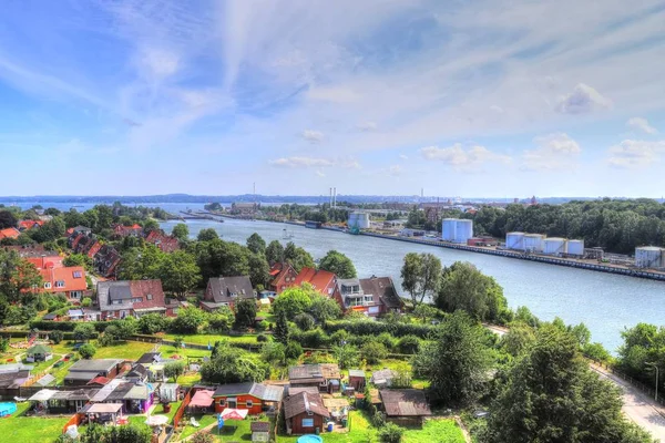 Vista Dal Ponte Sul Canale Kiel Nella Germania Settentrionale Una — Foto Stock