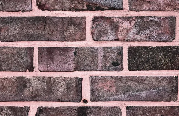 Vue Rapprochée Détaillée Sur Les Murs Briques Rouges Vieillis Altérés — Photo
