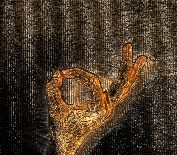 Illustration Glödande Mänsklig Kvinnlig Hand Med Blå Kirlian Aura Som — Stockfoto