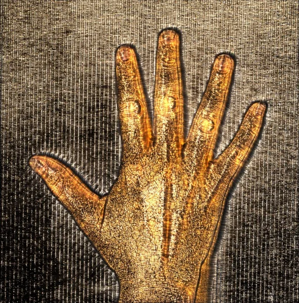 Illustration Einer Glühenden Menschlichen Weiblichen Hand Mit Blauer Kirlianischer Aura — Stockfoto