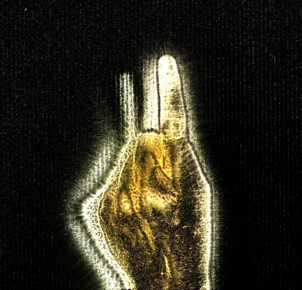 Illustration Glödande Mänsklig Kvinnlig Hand Med Gul Kirlian Aura Som — Stockfoto