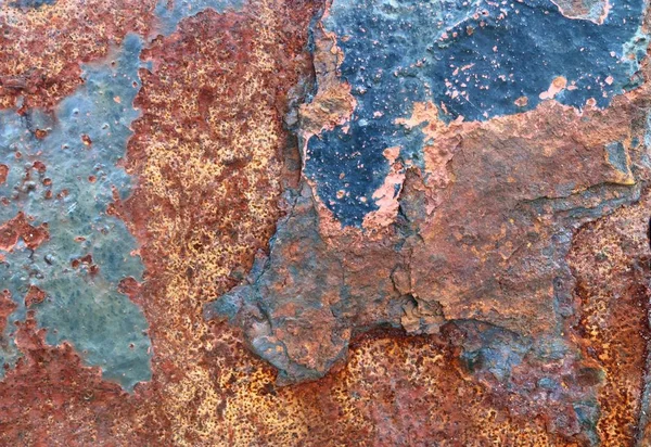 Roestige Metalen Texturen Verouderde Verweerde Muren Een Gedetailleerd Close Beeld — Stockfoto