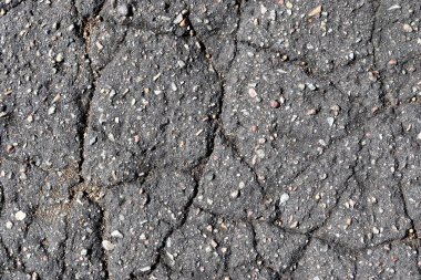 Farklı cadde ve yolların asfalt yüzeylerinde yakından bakıldığında detaylı görünüm