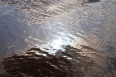 Dalga ve dalgalanmalar ve yüzeye yansıyan güneş ışığı ile su yüzeylerinde ayrıntılı yakın görünüm