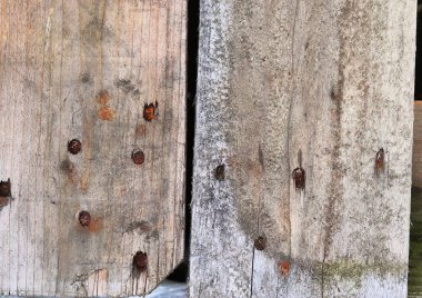 Yakından görünümünde bazı çivi ile çok eski ahşap kasalar