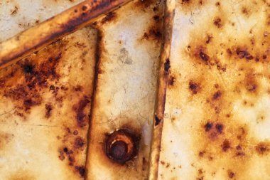 Yüksek çözünürlükte korozyon çok eski paslı metal yüzeylerde ayrıntılı yakın görünüm