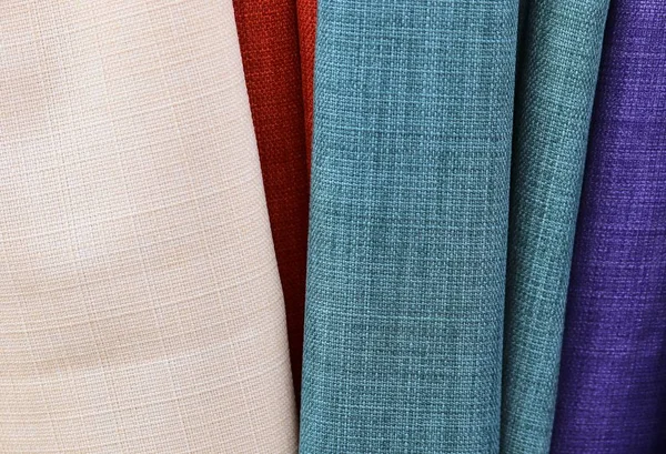 Vista Detallada Cerca Texturas Textiles Tela Colores Con Mucha Estructura — Foto de Stock