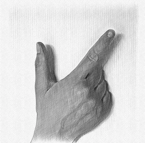 Pencil Painted Sketch Drawing Human Femaile Hand Showing Different Gestures — Stock Photo, Image