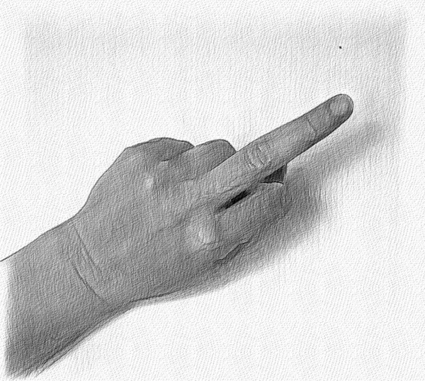 Μολύβι Ζωγραφισμένο Σκίτσο Σχέδιο Ενός Ανθρώπου Femaile Χέρι Που Δείχνει — Φωτογραφία Αρχείου