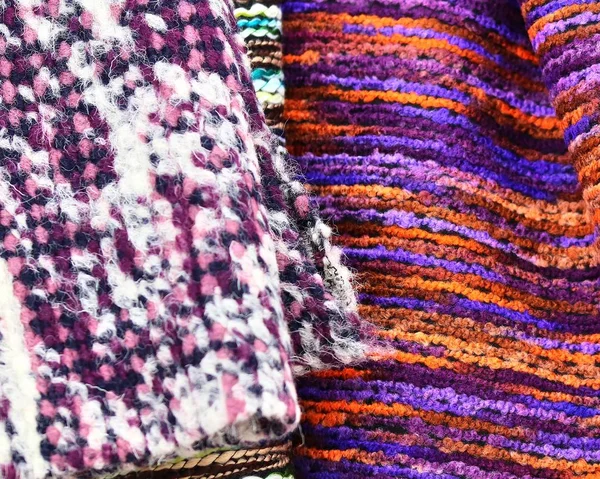 Rendkívül Részletes Közelkép Színes Textil Szövet Textúrákról — Stock Fotó