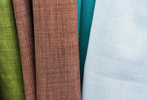 Vista Detallada Cerca Sobre Texturas Textiles Tela Coloridas — Foto de Stock