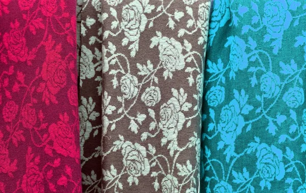 Detaljerad Närbild Olika Typer Texturer Textil Och Tyg — Stockfoto