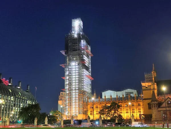 Schöne Beleuchtete Nacht Schuss London Von Big Ben Gerüste Gehüllt — Stockfoto