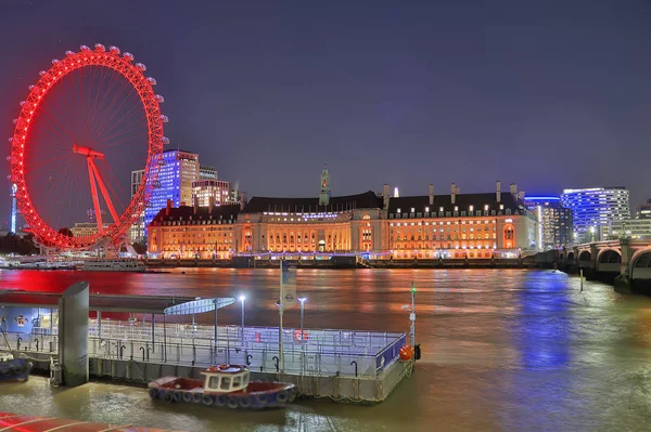 Bella Vista Illuminata Sulla Ruota Panoramica London Eye Fiume Thamse — Foto Stock