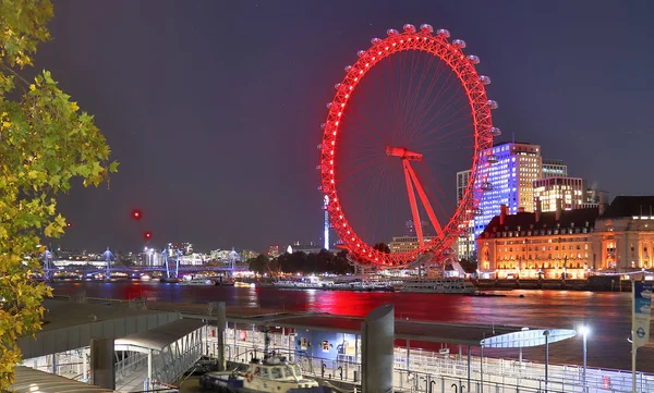 Bella Vista Illuminata Sulla Ruota Panoramica London Eye Fiume Thamse — Foto Stock