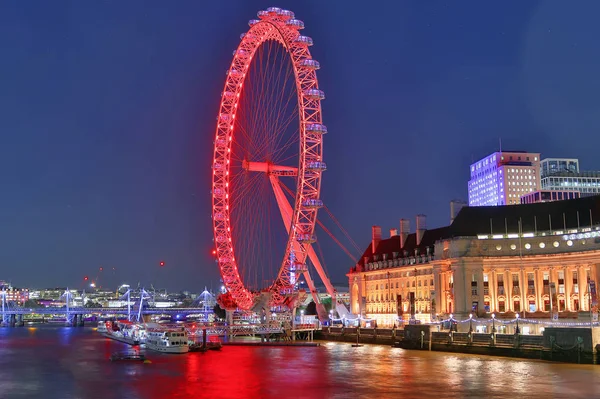 Bella Vista Illuminata Sulla Ruota Panoramica London Eye Fiume Thamse — Foto Stock