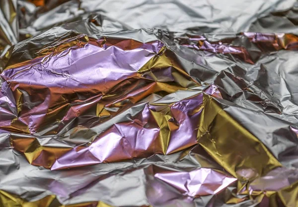 Detailed Close View Colorful Lightened Aluminum Foil Textures — Stock Photo, Image