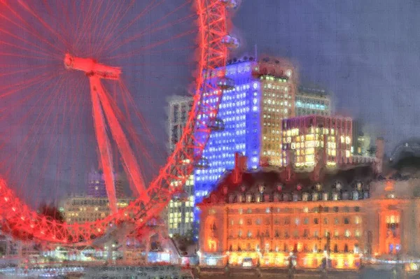 Foto Una Imagen Aquarell Londres Con Una Estructura Lino — Foto de Stock