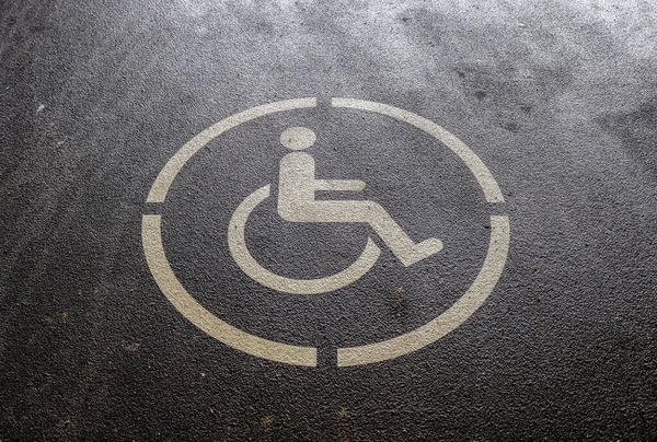 Parking Lot Painted Sign Wheelchair Parking Spaces Disabled Customers — Stock Photo, Image