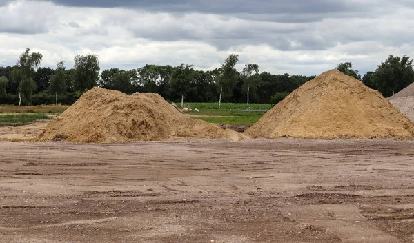 View Gravel Pit Piles Sand Tire Tracks — Stock Photo, Image