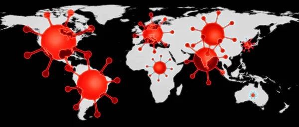 Εικόνα Ενός Παγκόσμιου Χάρτη Που Δείχνει Hot Spots Του Ιού — Φωτογραφία Αρχείου