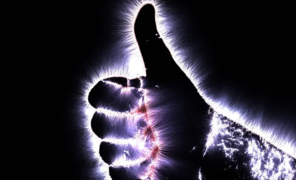 Illustration Glowing Human Male Hand Kirlian Aura Showing Different Symbols — Stock Photo, Image