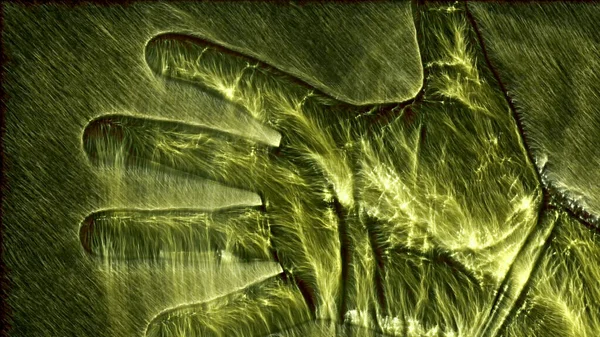 Иллюстрация Светящейся Мужской Руки Кирлиевой Аурой Изображающей Различные Символы — стоковое фото