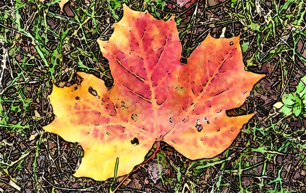 Pintura Estilo Cómico Hojas Coloridas Otoño Para Fondos Texturas — Foto de Stock